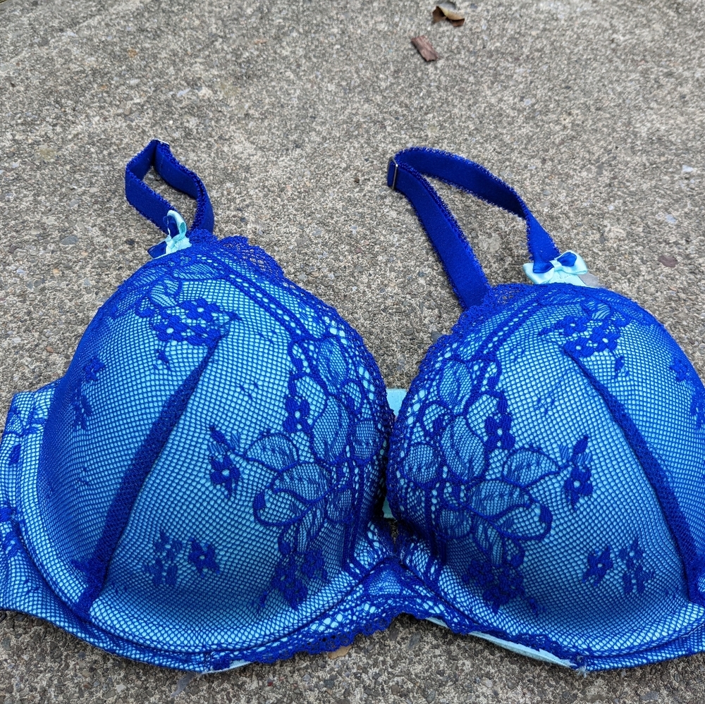 Women's Parisa Blue Padded Bra Size 34DD